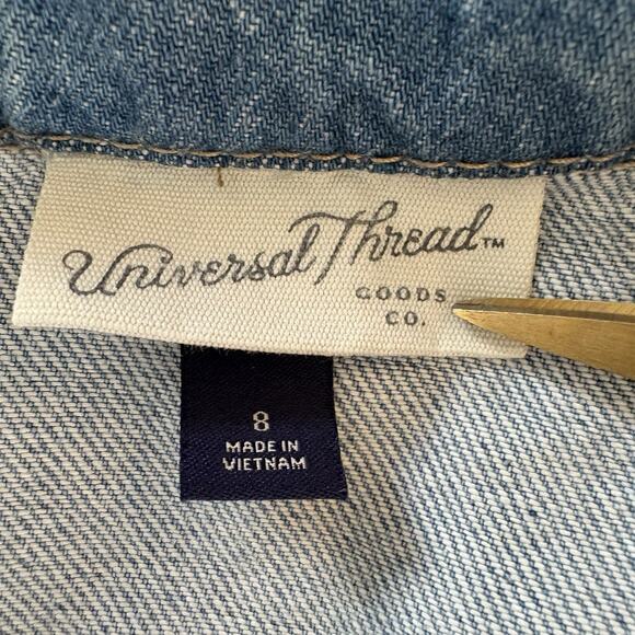 Universal Thread Women's Long Sleeve Denim Shorts Romper Light Wash Size 8 - Picture 11 of 15